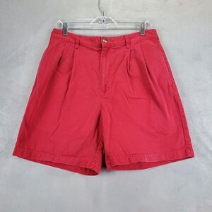 Vintage Tommy Hilfiger Shorts Mens 34 Red Pleated Preppy Chino Flat Front